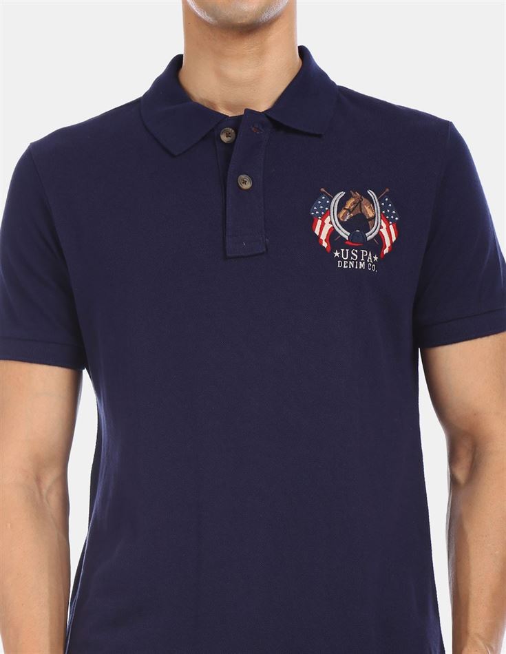 U.S.Polo Assn. Men Casual Wear Dark Blue T-Shirt